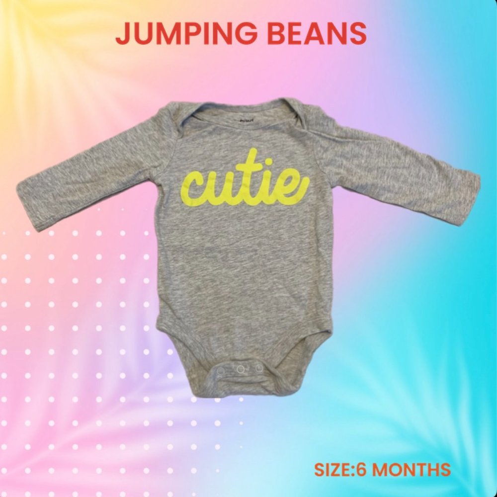 JUMPING BEANS BABYS ONE PIECE BODY SUIT GREY COLOUR SIZE 6 MONTHS